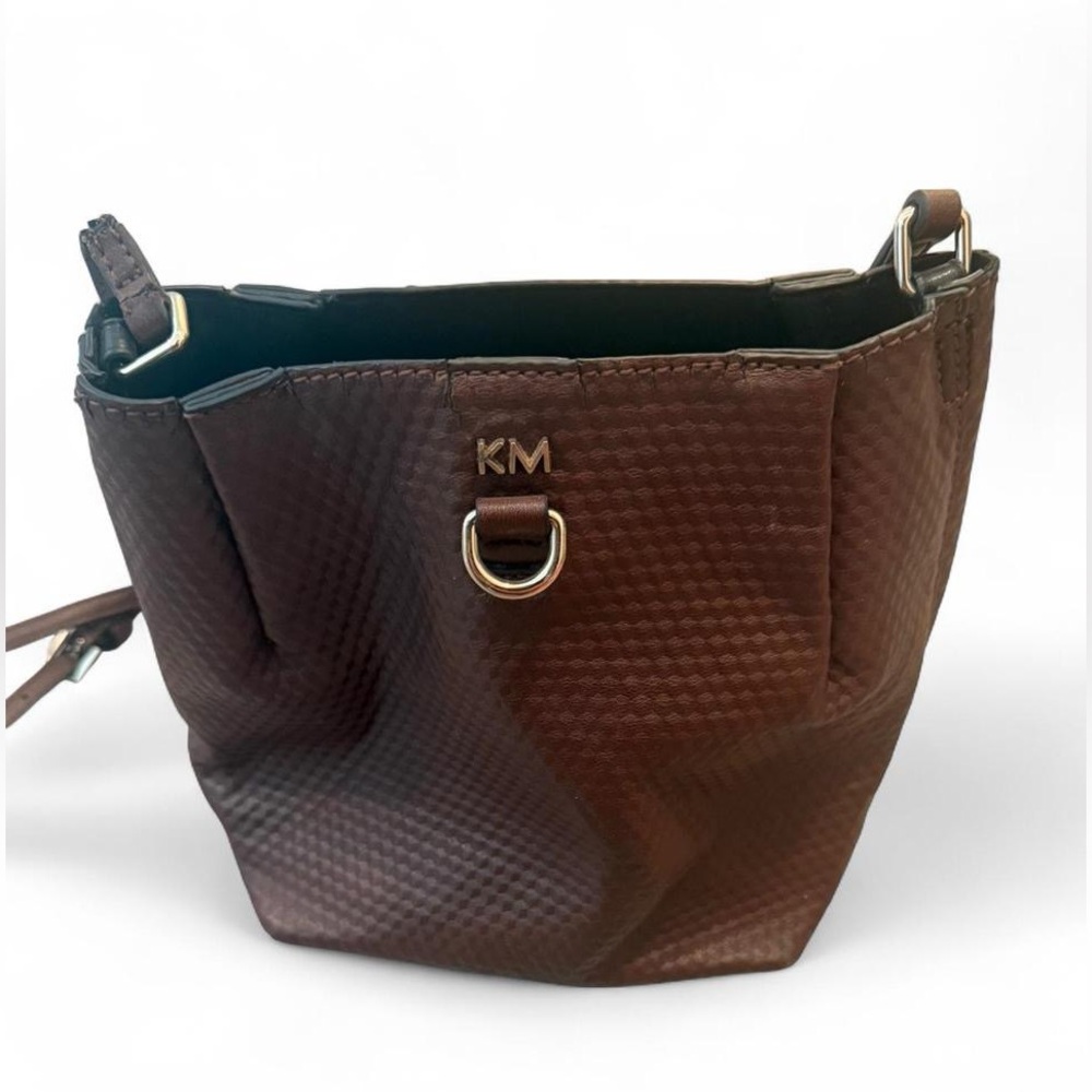 Karen Millen Brown Textured Crossbody Bucket Bag